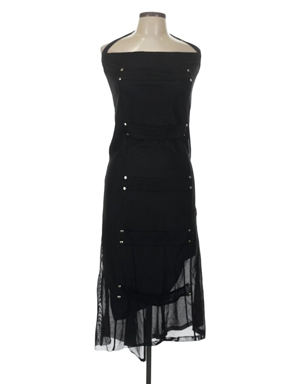 Studded Mesh Halter Dress Y2K INDUSTRIAL GOTHIC PUNK EMO VINTAGE RARE EUC
